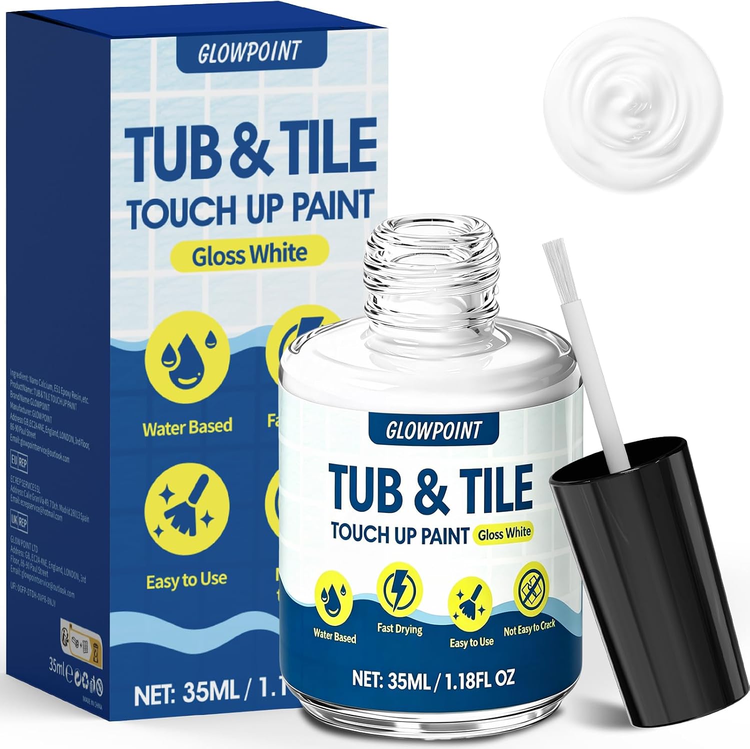GLOWPOINT Enamel Touch-Up Paint, Gloss White, 35 ml – product image